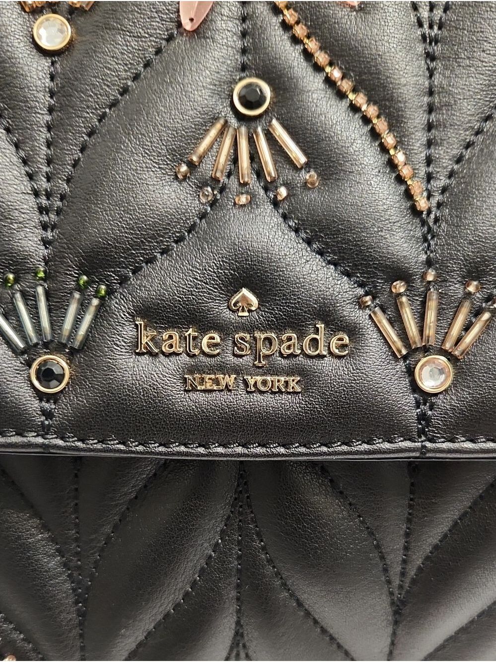 Kate Spade New York Briar Lane Quilted Dragonfly Gold Chain Strap Backpack - Picture 6 of 15